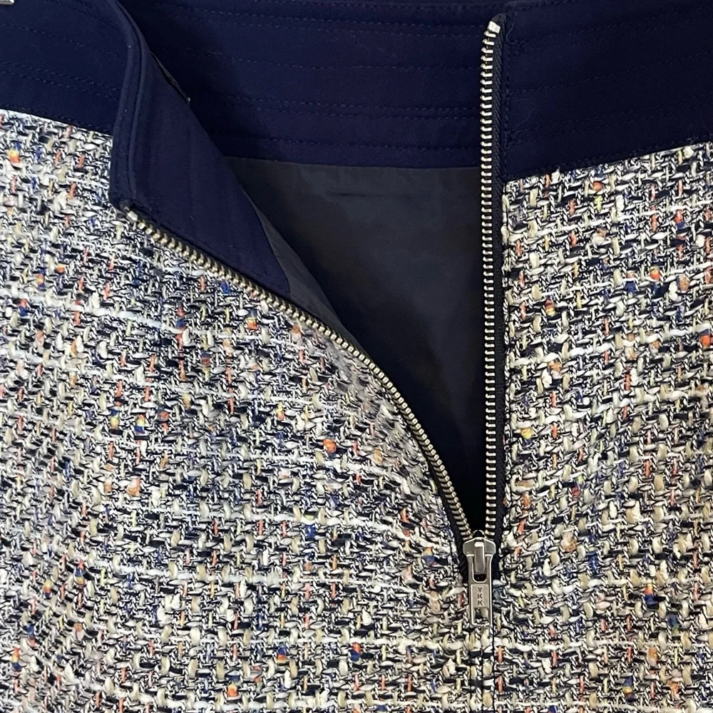 J. Crew Womens Multicolor Tweed Fringed Raw Hem Mini Skirt SIze 10 Back Zip - Picture 8 of 11